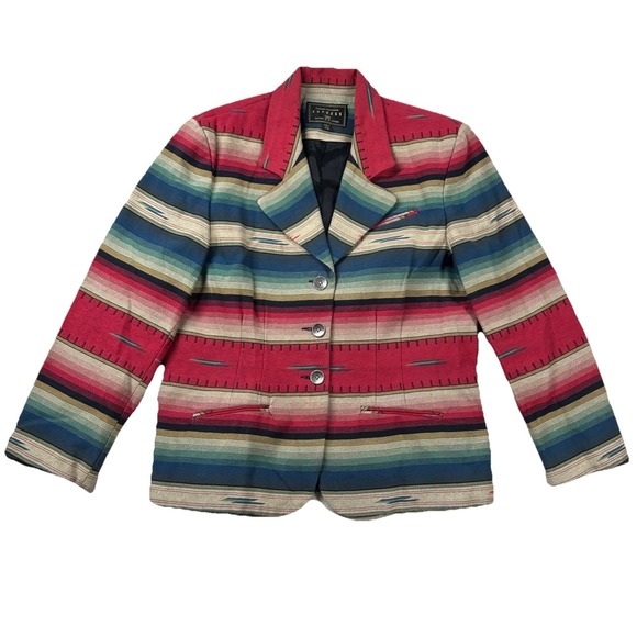 Express Jackets & Blazers - Vintage Express Blazer Womens 7/8 Aztec Print Waistcoat Southwestern 80s 90s